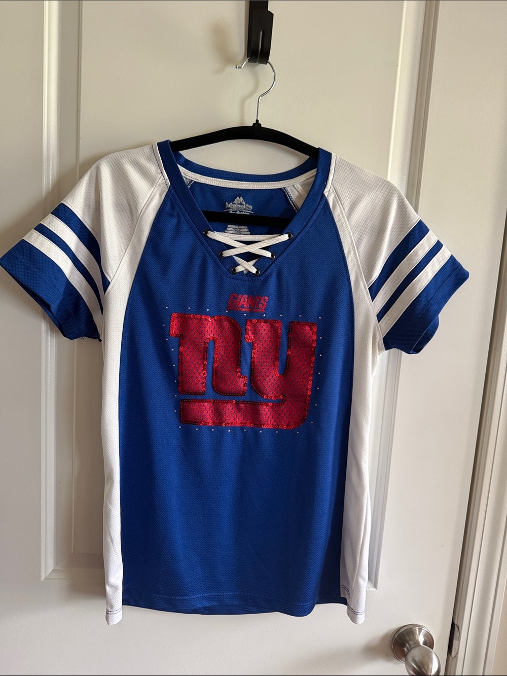 New York Giants Women Lace Front Shirt